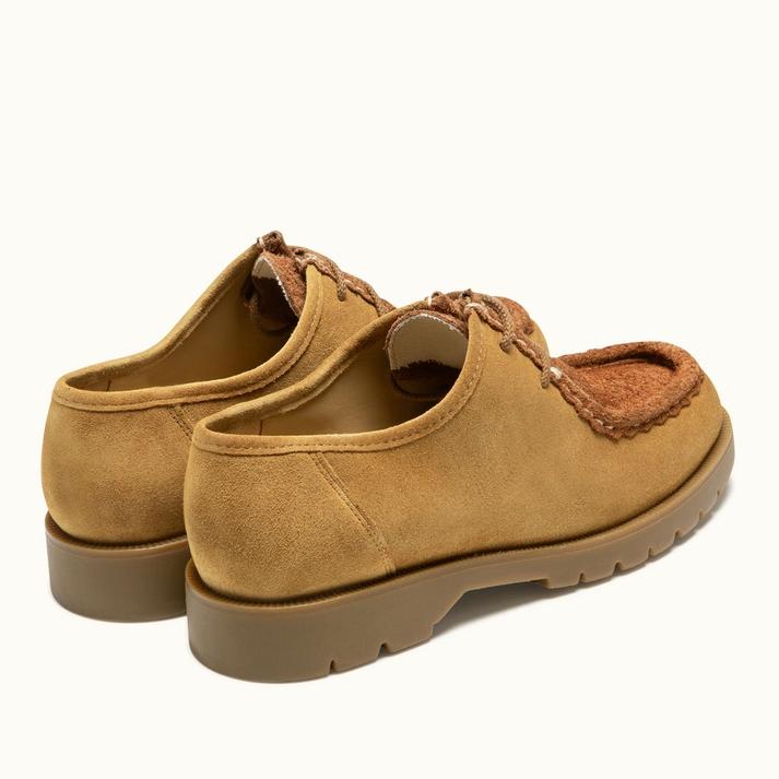 Kleman Chaussures Derbies Crantées Velours Cognac