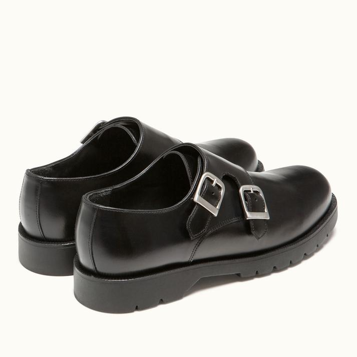 Kleman Chaussures Monk Cuir Verni Noir