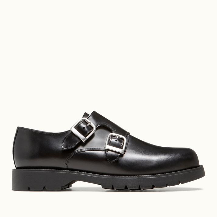 kleman Chaussures monk cuir verni noir