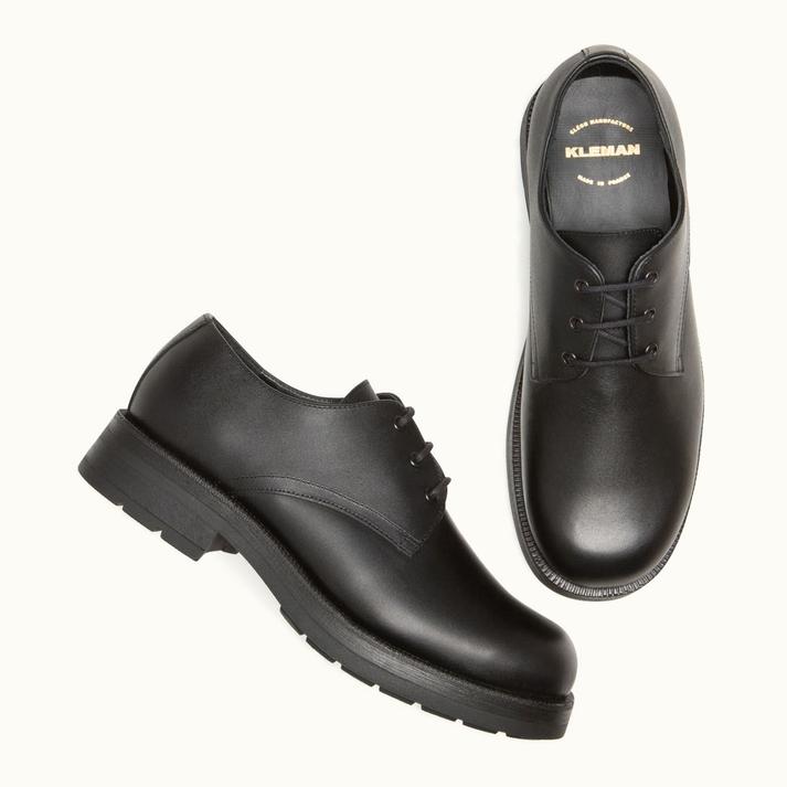 Kleman Chaussures Semelle épaisse Cuir Noir