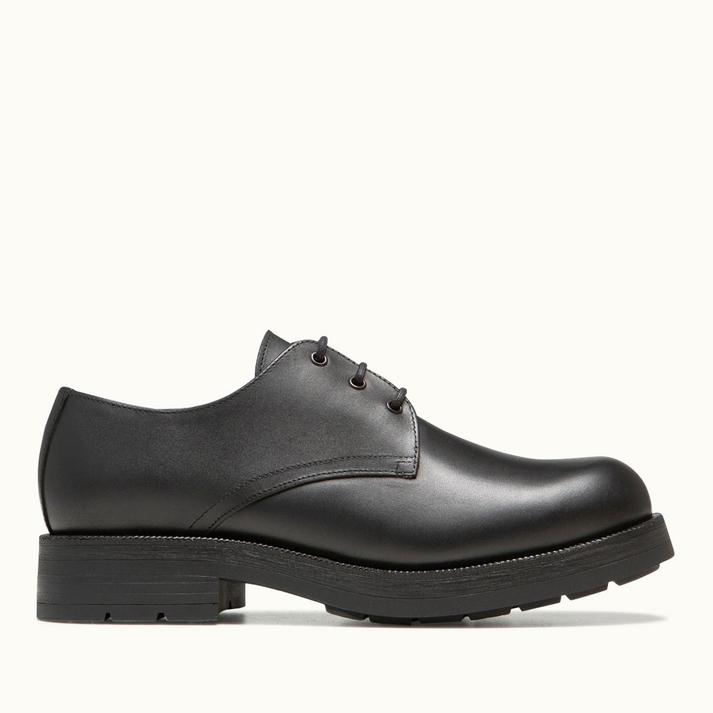 kleman Chaussures semelle épaisse cuir noir