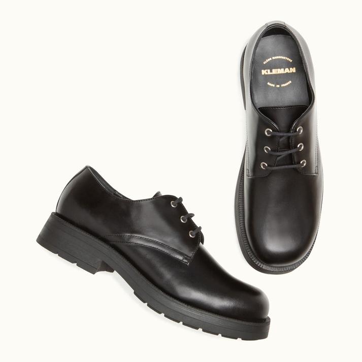 Kleman Chaussures Workwear Cuir Noir Verni