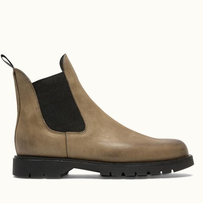 kleman Chelsea boots semelle crantée cuir kaki