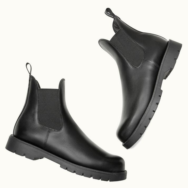 Kleman Chelsea Boots Semelle Crantée Cuir Noir