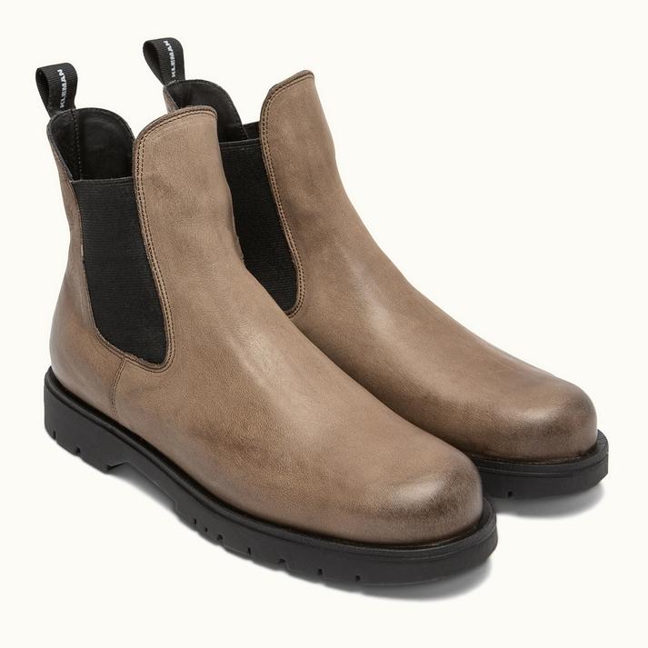 Kleman Chelsea Boots Semelle Crantée Cuir Taupe