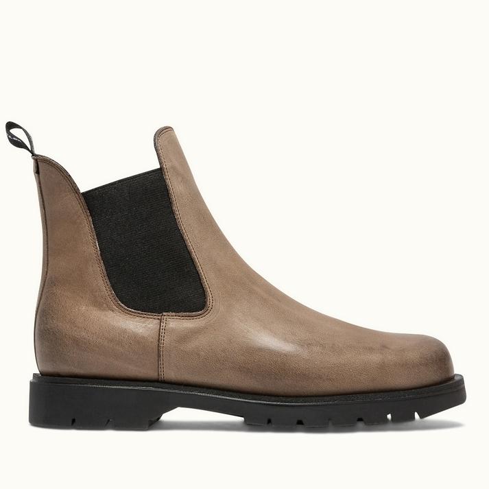 kleman Chelsea boots semelle crantée cuir taupe