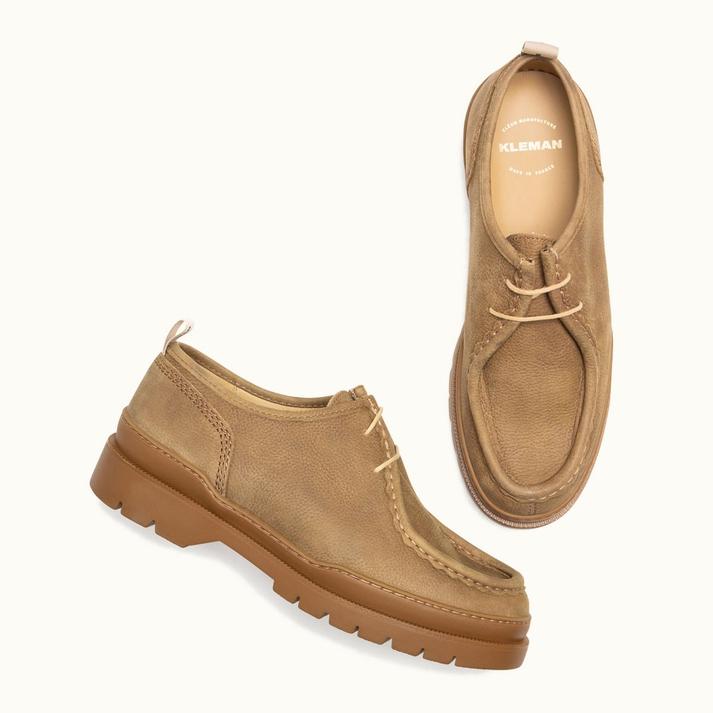Kleman Derbies Crantées Cuir Grainé Tabac