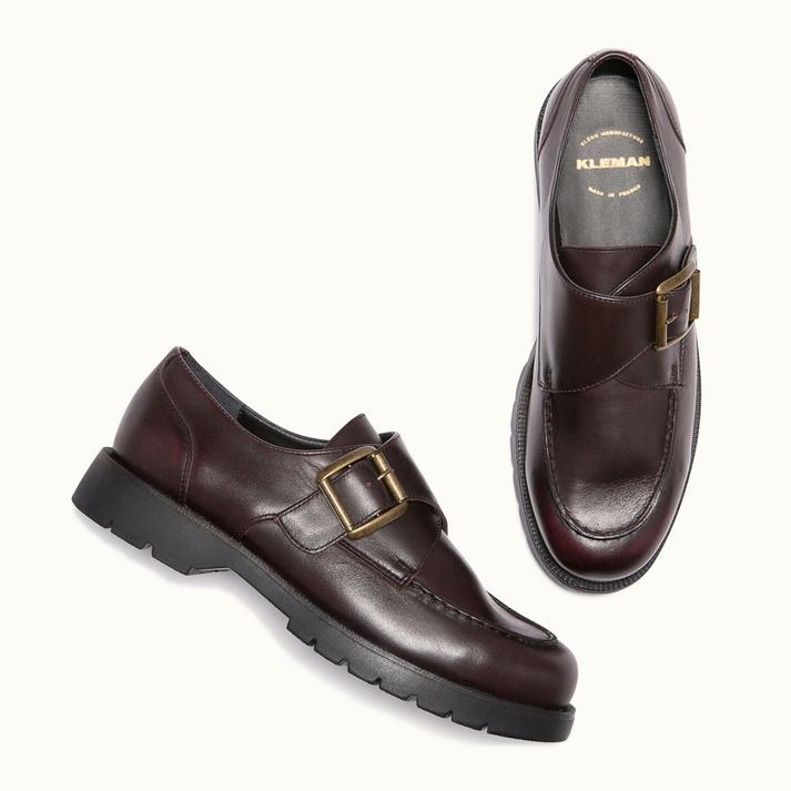 Kleman Derbies Cuir Bordeaux à Boucle