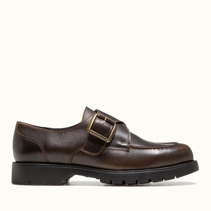 kleman Derbies cuir cognac à boucle