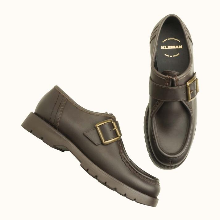 Kleman Derbies Cuir Marron à Boucle