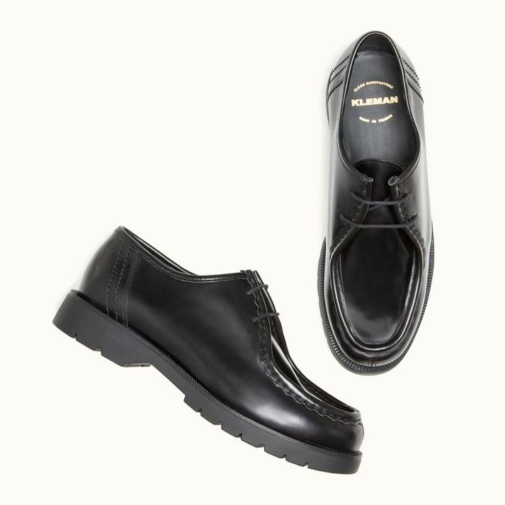 Kleman Derbies Cuir Vachette Noir Brillant