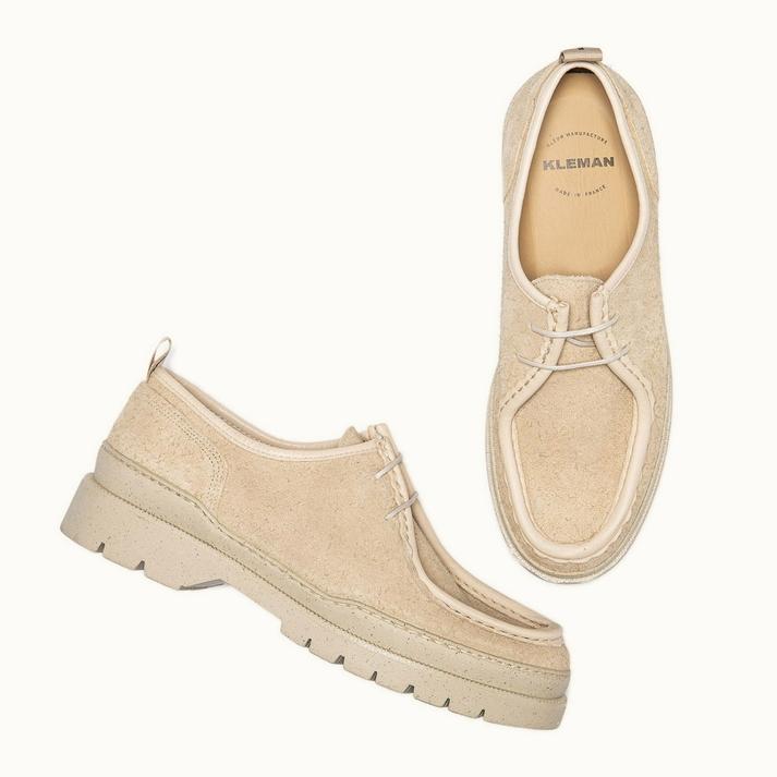 Kleman Derbies Semelle Crantée Cuir Beige