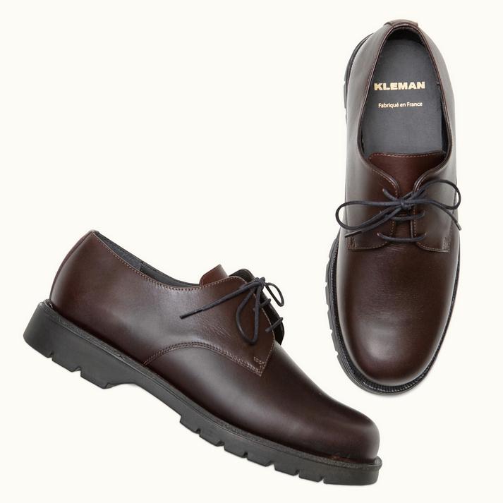 Kleman Derbies Semelle Crantée Cuir Bordeaux