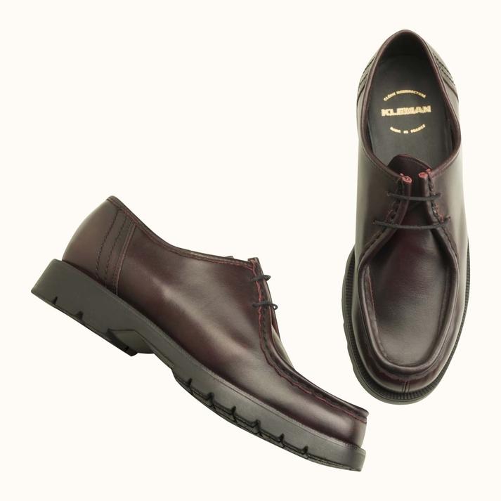 Kleman Derbies Semelle Crantée Cuir Bordeaux