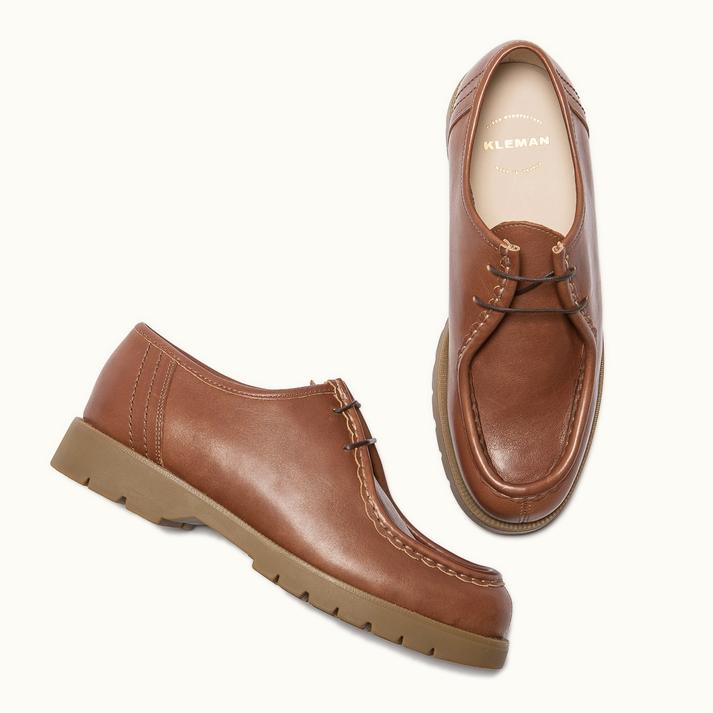 Kleman Derbies Semelle Crantée Cuir Brique