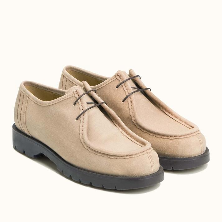 Kleman Derbies Semelle Crantée Cuir Ciré Beige
