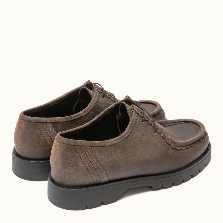 Kleman Derbies Semelle Crantée Cuir Ciré Chataigne