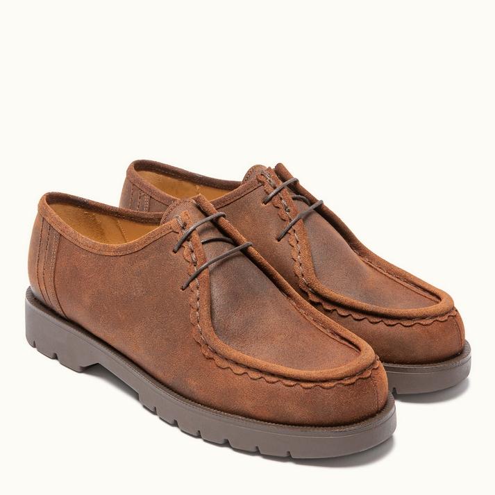 Kleman Derbies Semelle Crantée Cuir Ciré Cognac