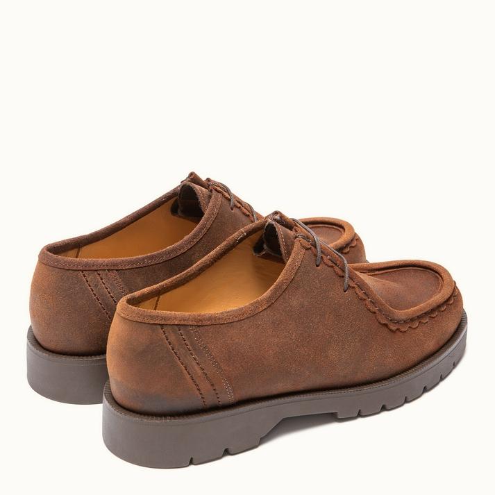 Kleman Derbies Semelle Crantée Cuir Ciré Cognac