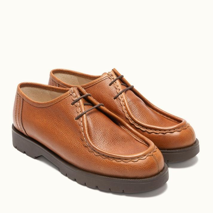 Kleman Derbies Semelle Crantée Cuir Cognac