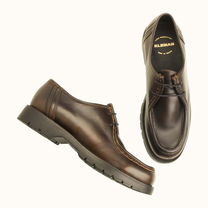 Kleman Derbies Semelle Crantée Cuir Cognac