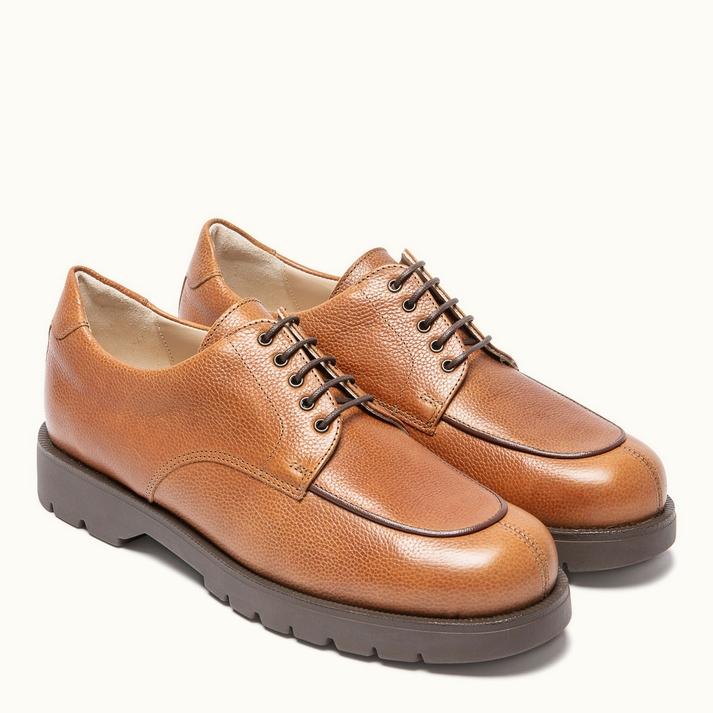 Kleman Derbies Semelle Crantée Cuir Cognac