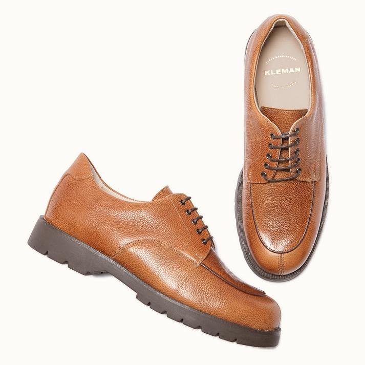 Kleman Derbies Semelle Crantée Cuir Cognac