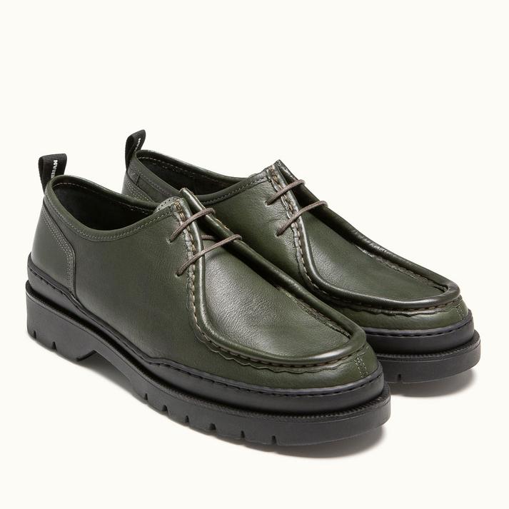 Kleman Derbies Semelle Crantée Cuir Kaki