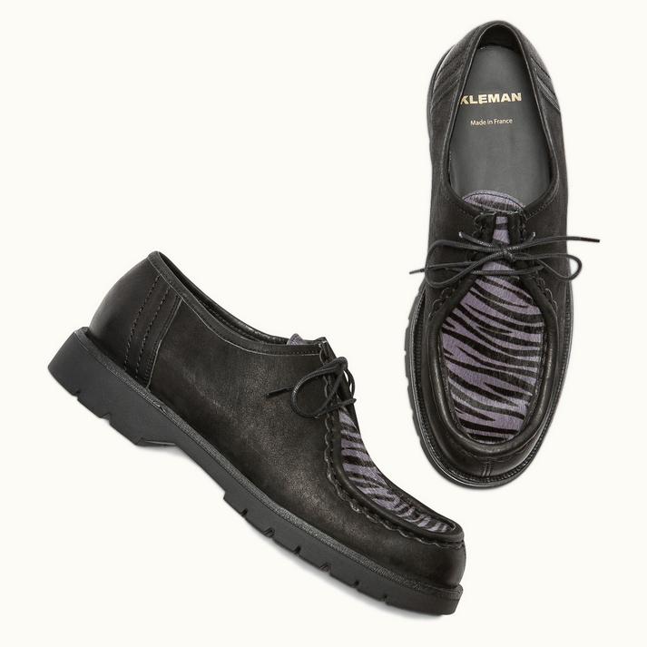 Kleman Derbies Semelle Crantée Cuir Noir+gris