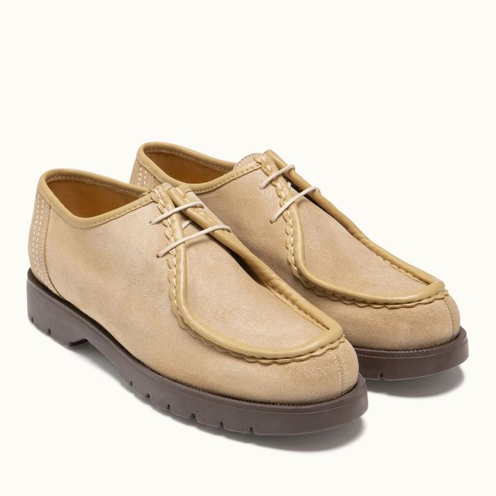 Kleman Derbies Semelle Crantée Cuir Velours Beige