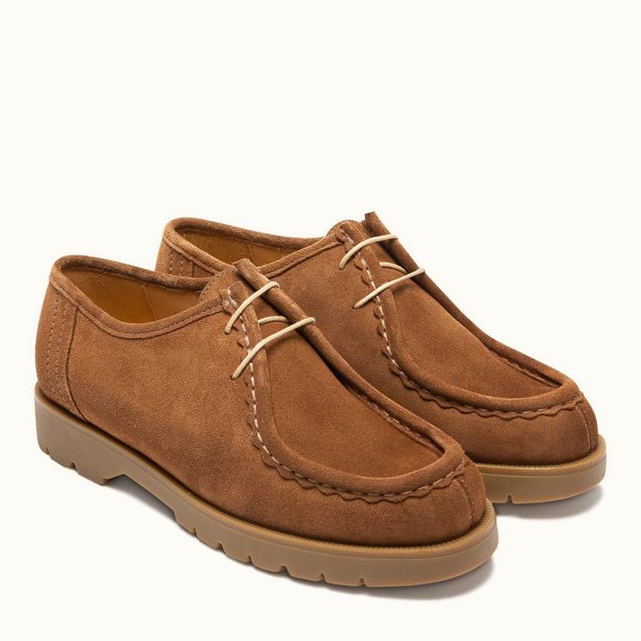 Kleman Derbies Semelle Crantée Cuir Velours Cognac
