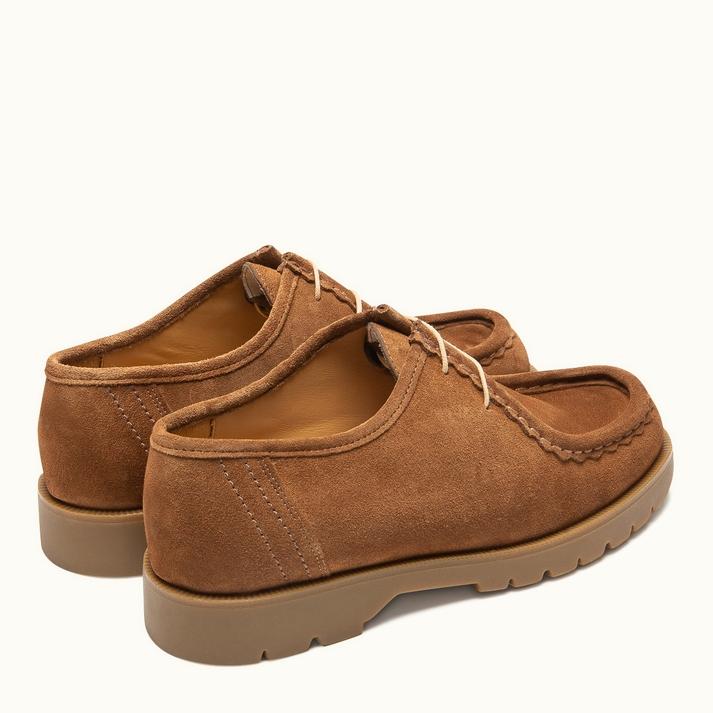 Kleman Derbies Semelle Crantée Cuir Velours Cognac
