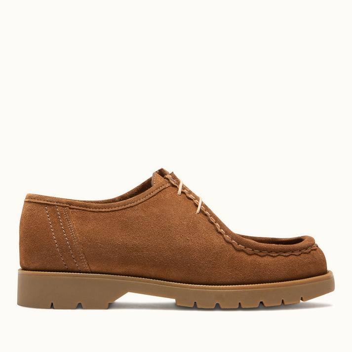 kleman Derbies semelle crantée cuir velours cognac