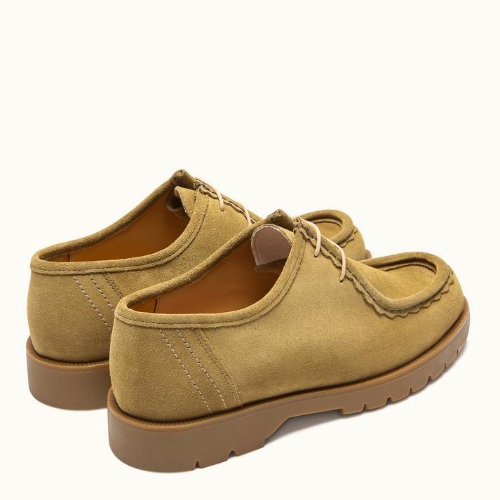Kleman Derbies Semelle Crantée Cuir Velours Kaki
