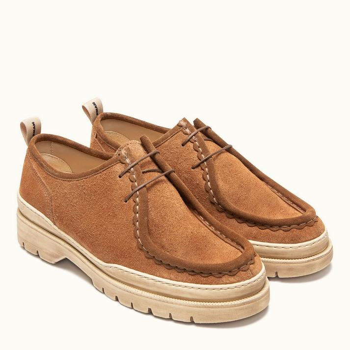 Kleman Derbies Velours Camel Semelle Crantée