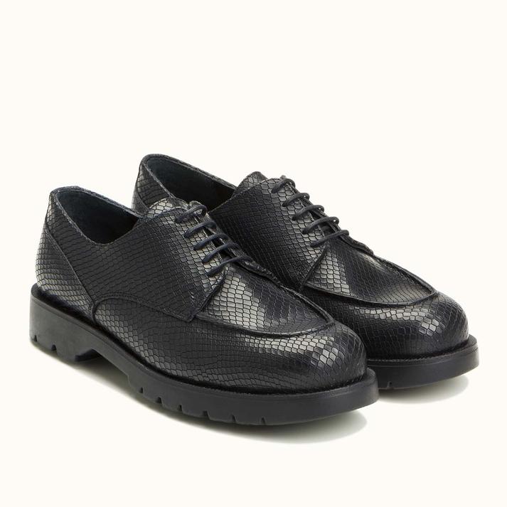 Kleman Derby Golf Cuir Noir Embossé Lézard