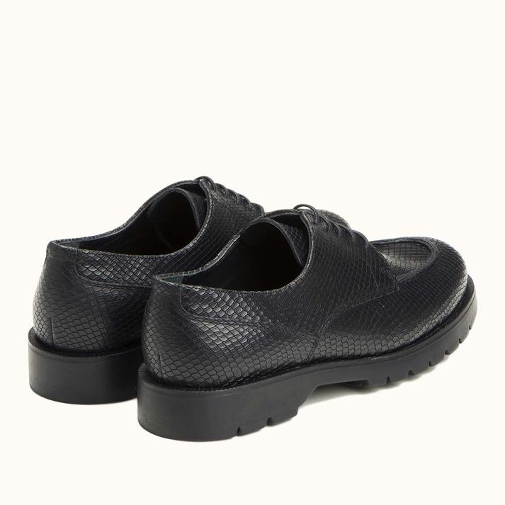 Kleman Derby Golf Cuir Noir Embossé Lézard