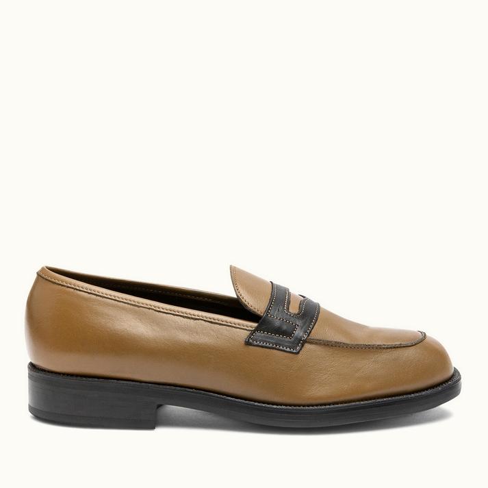 kleman Mocassins cuir kaki+noir