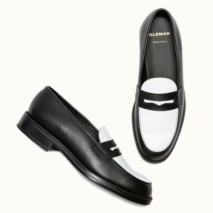 Kleman Mocassins Cuir Noir+blanc