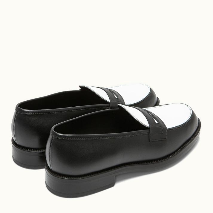 Kleman Mocassins Cuir Noir+blanc