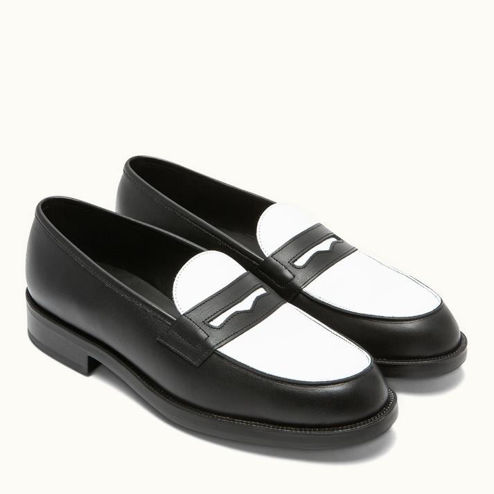 Kleman Mocassins Cuir Noir+blanc
