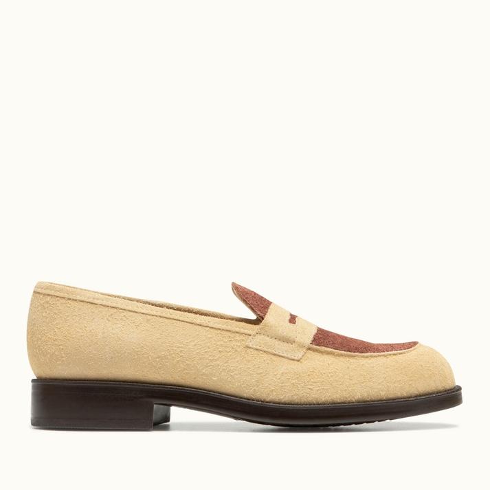 kleman Mocassins en croûte velours beige-cognac