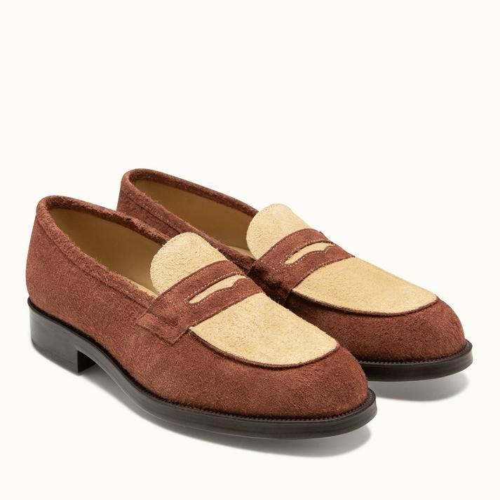 Kleman Mocassins En Croûte Velours Chocolat-beige