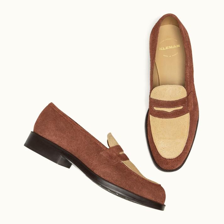 Kleman Mocassins En Croûte Velours Chocolat-beige