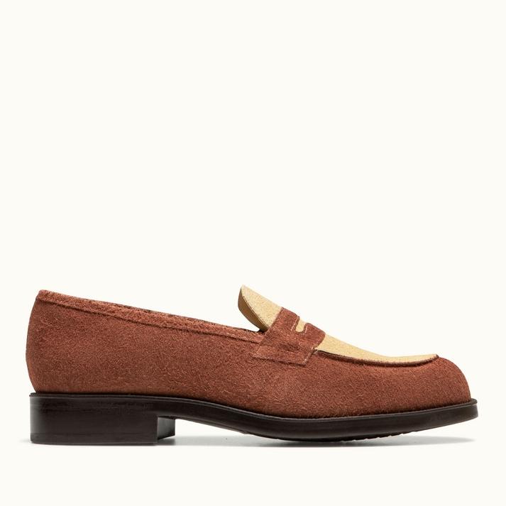 kleman Mocassins en croûte velours chocolat-beige