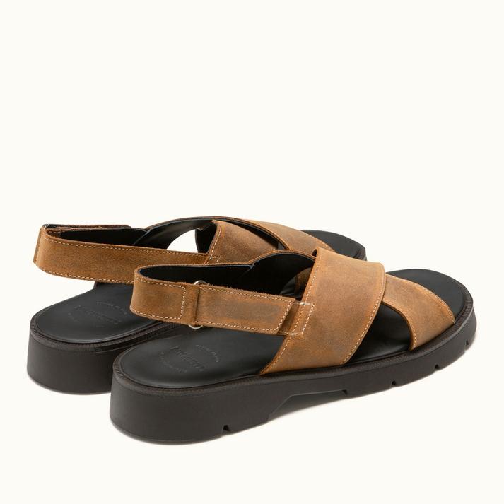 Kleman Sandales à Brides Croisées En Cuir Cognac