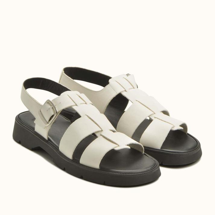 Kleman Sandales à Brides Cuir Blanc