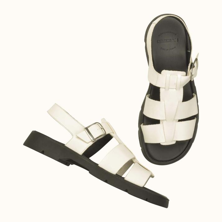 Kleman Sandales à Brides Cuir Blanc