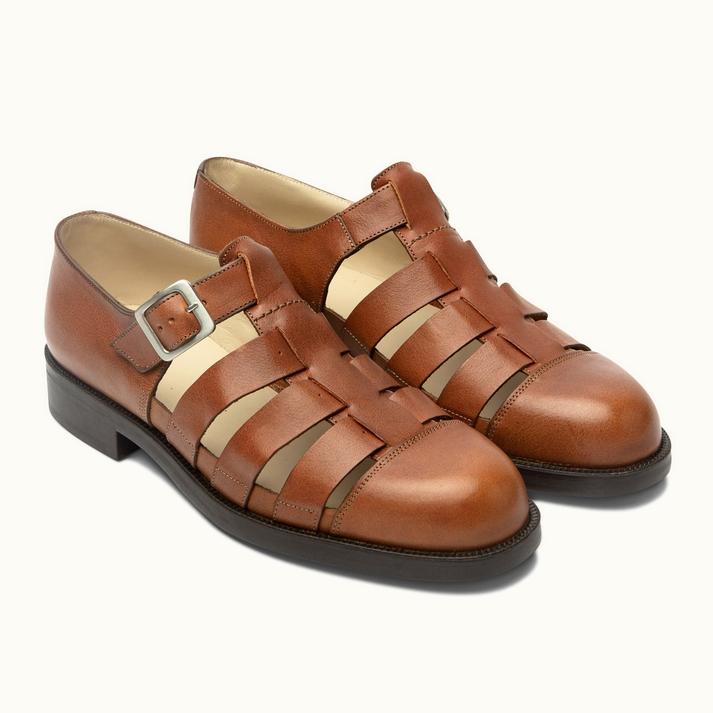 Kleman Sandales à Brides Cuir Brique