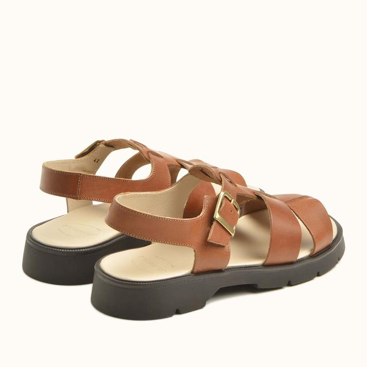 Kleman Sandales à Brides Cuir Caramel